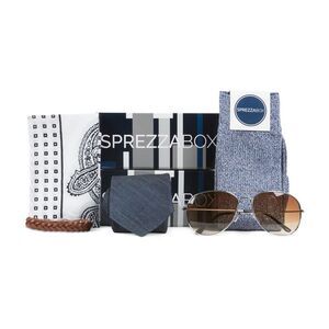 SprezzaBox Mens Stylish Mix Neck Tie Set, Blue, NWT